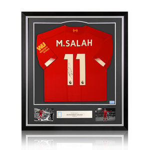 Mohamed Salah signed Liverpool shirt 2019-20 - framed