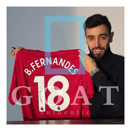 Bruno Fernandes signed Manchester United shirt 2020-21 - framed