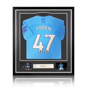 Phil Foden signed Manchester City shirt 2019-20 - framed