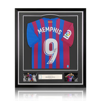 Memphis Depay signed FC Barcelona shirt 2021-22 - framed
