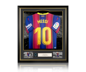 Messi maglia autografata Barcellona 2020 21 incorniciata GOAT authentic