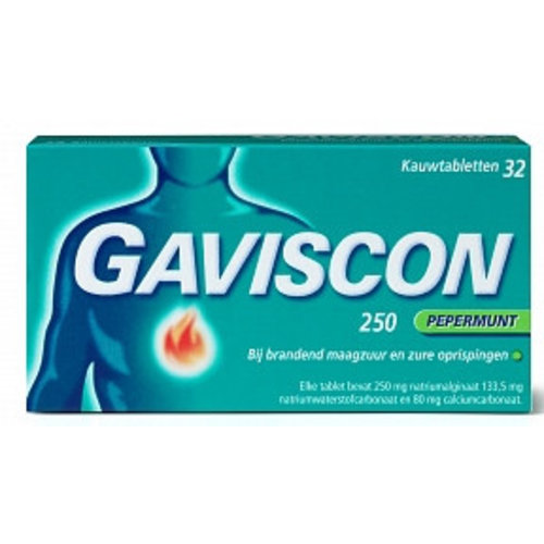 Gaviscon Gaviscon Pepermunt Kauwtabletten 250 Mg - 48 Tabletten Gaviscon Gaviscon Pepermunt Kauwtabletten 250 Mg - 48 Tabletten