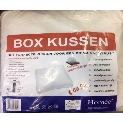 Homee Homee Boxkussen 800 Gram Spiraal/ Vezel Bolletjes 100% Katoen Homee Homee Boxkussen 800 Gram Spiraal/ Vezel Bolletjes 100% Katoen