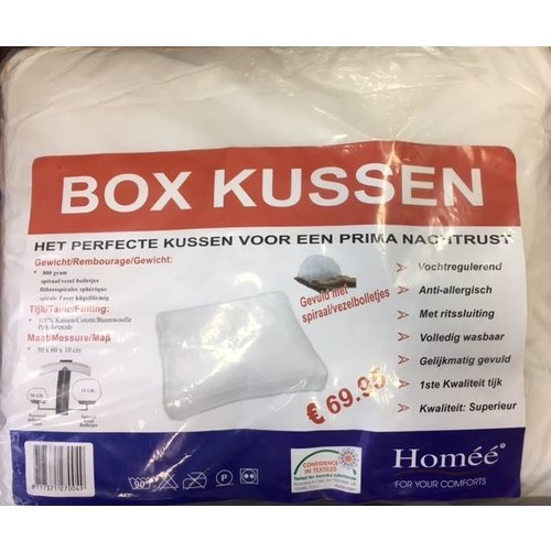 Homee Homee Boxkussen 800 Gram Spiraal/ Vezel Bolletjes 100% Katoen