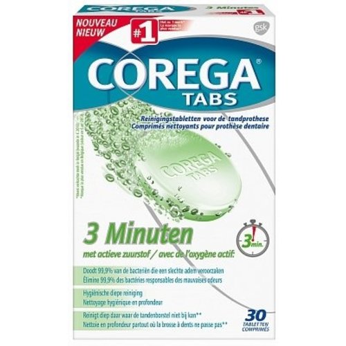 Corega Corega Gebitreinings Tabs 3 Minuten - 30 Stuks