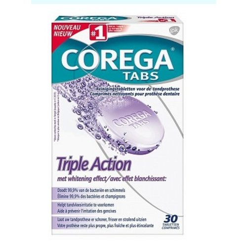 Corega Corega Gebitsreinings Tabs Triple Action - 30 Stuks Corega Corega Gebitsreinings Tabs Triple Action - 30 Stuks