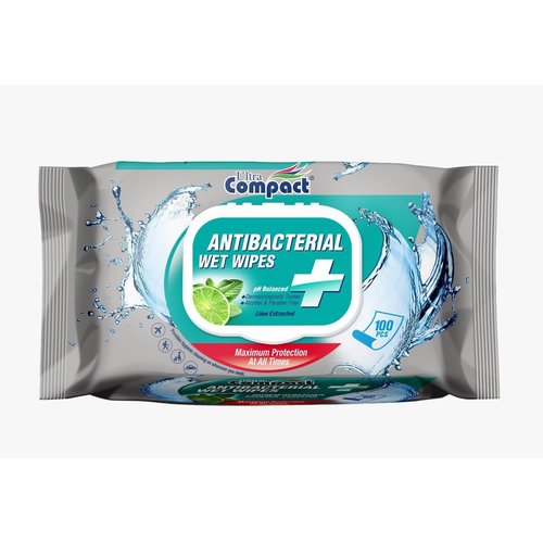 Compact Schoonmaakdoekjes Anti Bacterieel  100 Stuks Lemon