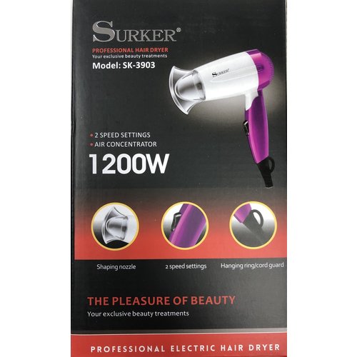 Surker Surker Fohn 1200 Wat 2 Standen Model Sk-3903 Surker Surker Fohn 1200 Wat 2 Standen Model Sk-3903