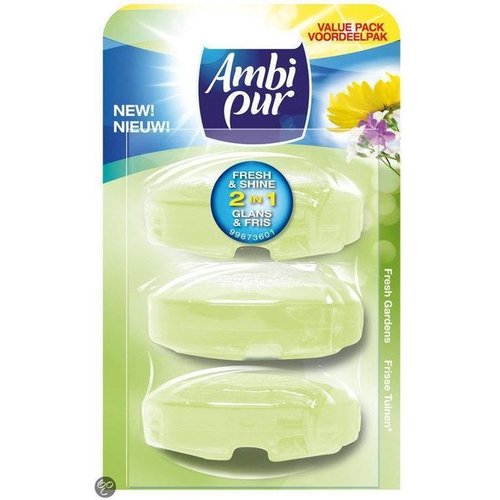 Ambi Pur Ambi Pur Toiletblok Navulling - Fresh Gardens 3x55 Ml Ambi Pur Ambi Pur Toiletblok Navulling - Fresh Gardens 3x55 Ml