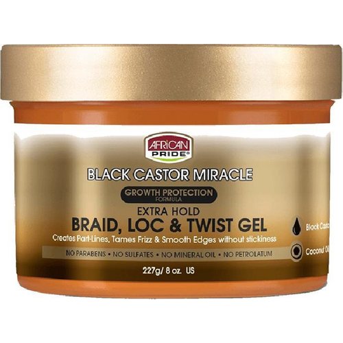 African Pride African Pride Black Castor Miracle Braid Loc & Twist Gel - Growth Protection Formula Extra Hold 227gr