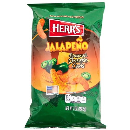 Herr's Herr's - Jalapeno Flavored Cheese Curls Chips 198.5 Gram Herr's Herr's - Jalapeno Flavored Cheese Curls Chips 198.5 Gram
