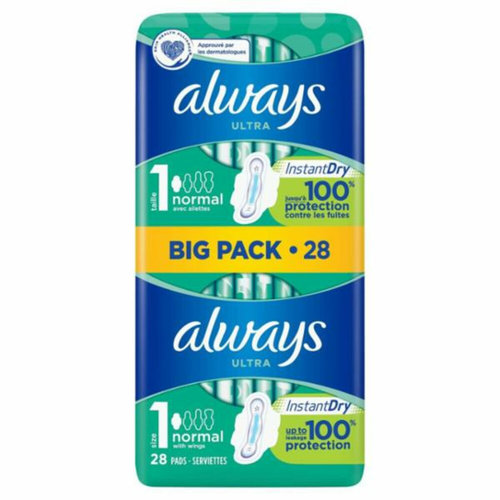 Always Always Sanitary Towels 28pcs Ultra Instant Dry Size 1