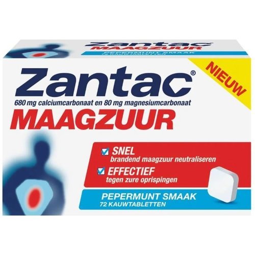 Zantac Zantac Maagzuur - Kauwtabletten 72 Stuks