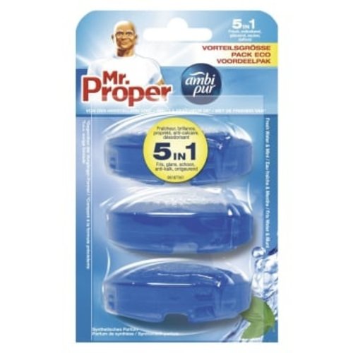 Ambi Pur Ambi Pur Fris Water & Munt - Toiletblok 3x55 Ml Ambi Pur Ambi Pur Fris Water & Munt - Toiletblok 3x55 Ml