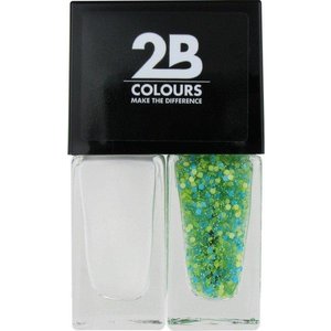 2B 2b Duo White & Green Blue Dots 537 - Nagellak 2x3ml