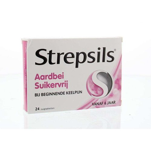 Strepsils Strepsils - Aardbei Suikervrij 24 Zuigtabletten