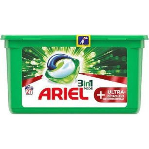 Ariel Ariel 3 In 1 Pods Ultra Vlekverwijderaar - Wasmiddel 27 Stuks