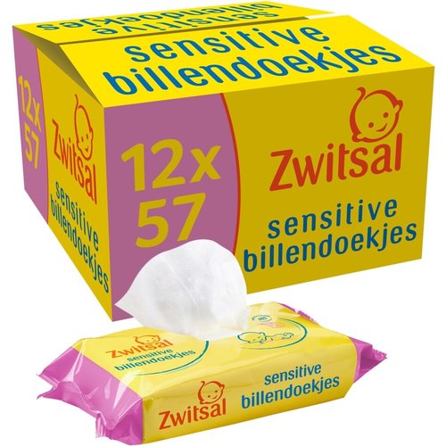 Zwitsal 12x Zwitsal Billendoekjes 57st Sensitive