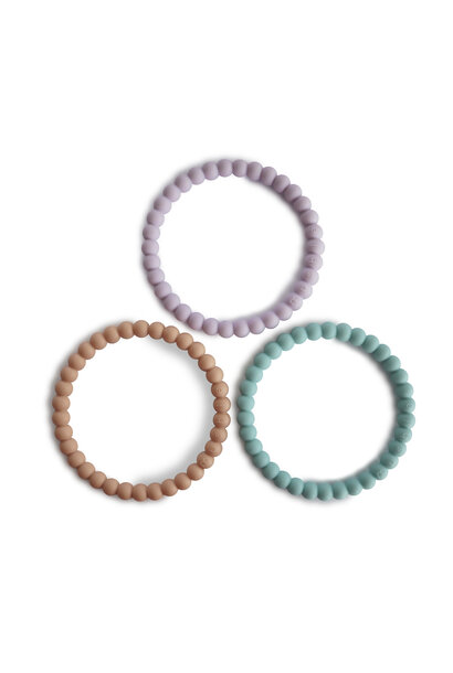 Mushie - Silicone bracelet (3pack) Lilac/ cyan/ soft peach