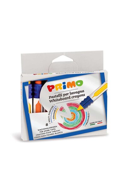 PRIMO - 8 Waskrijt uitwisbaar met grip ø9x80mm in doos