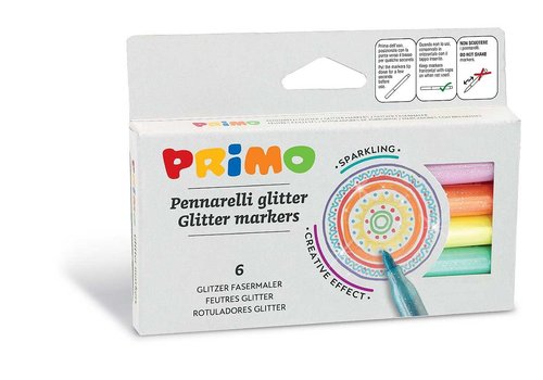 Primo Primo - 6 viltstiften glitter 2 mm