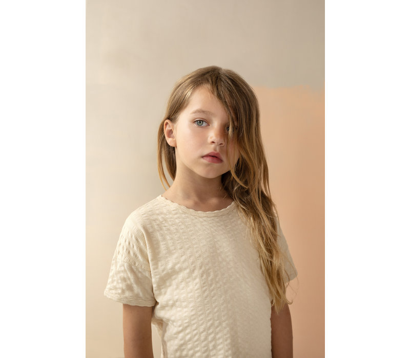 Phil & Phae - Textured button back tee s/s  buttercream