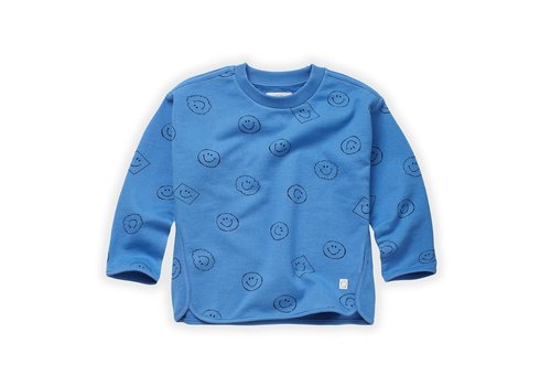 Sproet & Sprout Sproet & Sprout - Sweatshirt smiley print molecule blue - 6  month