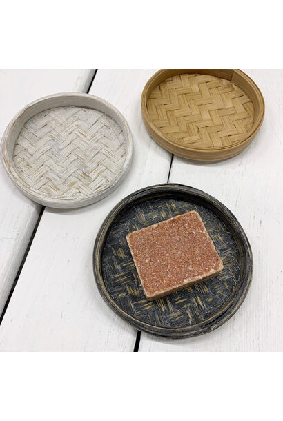 Bamboe schaaltje plat  - White Wash