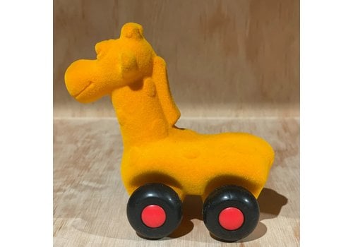 Rubbabu Rubbabu – Dier op wielen kleine Giraffe geel