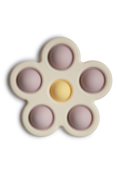 Mushie - Press toy flower soft lilac ivory