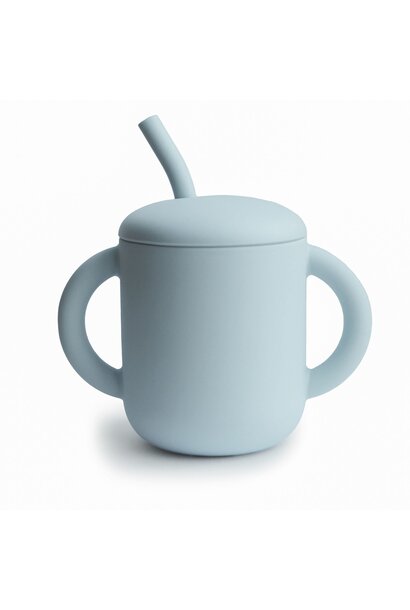 Mushie - Training cup + straw powder blue