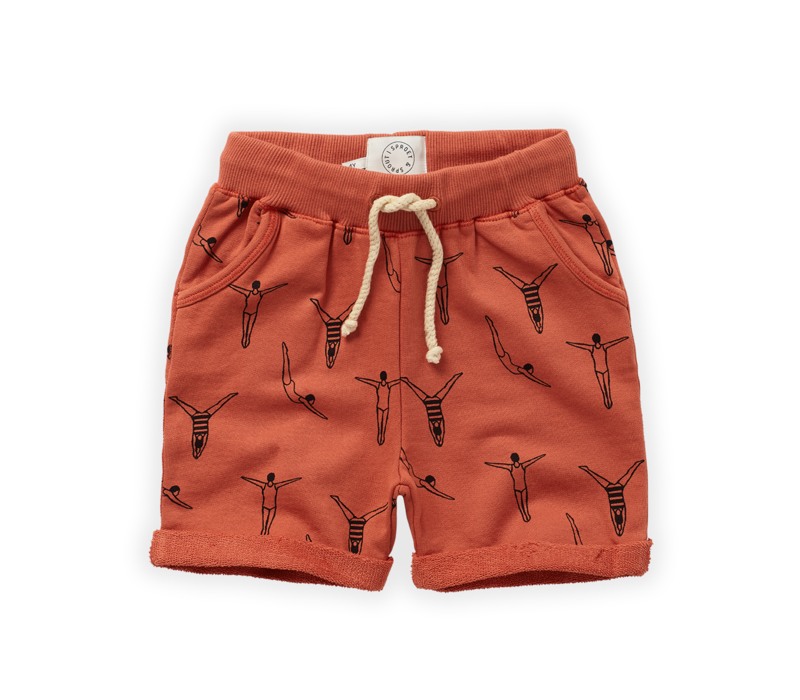 Sproet & Sprout - Sweat shorts swimmers print Tuscany red - 648