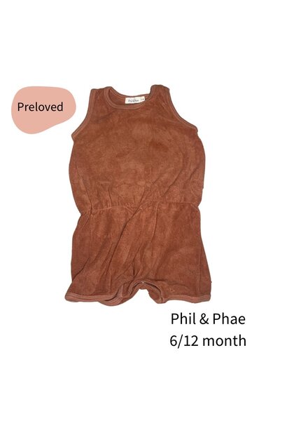 Phil & Phae playsuit warm biscuit maat 68/80