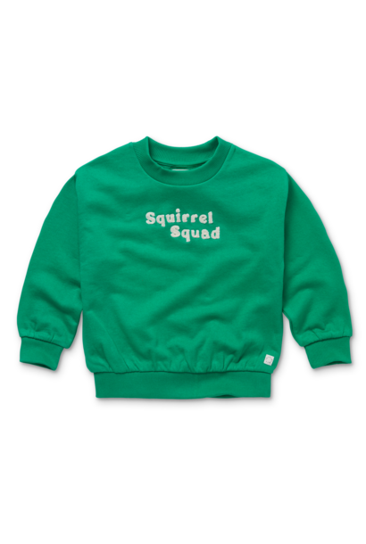 Sweatshirt embroidery Squirrel squad fern green - 12 month