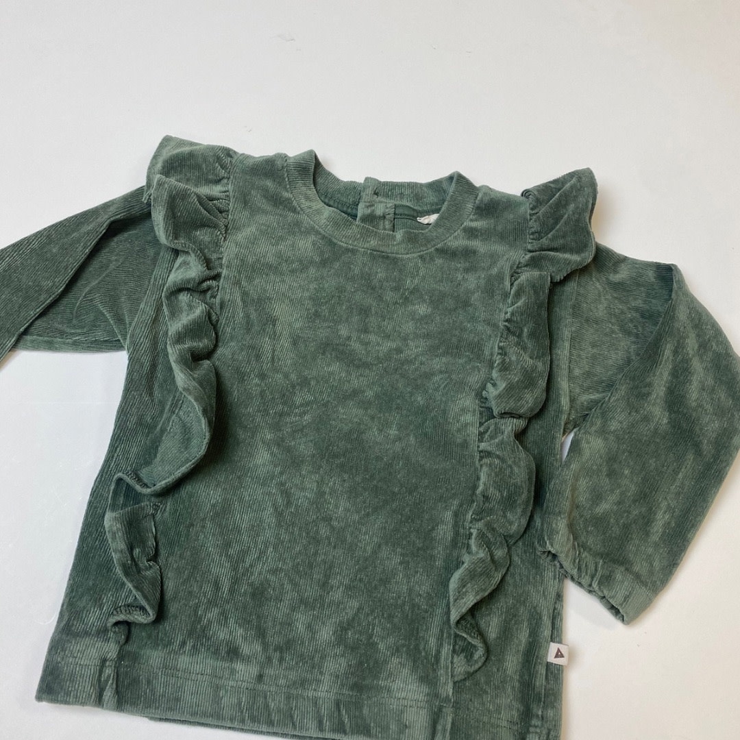 Ammehoela sweater velvet green ruffles maat 98/104-2
