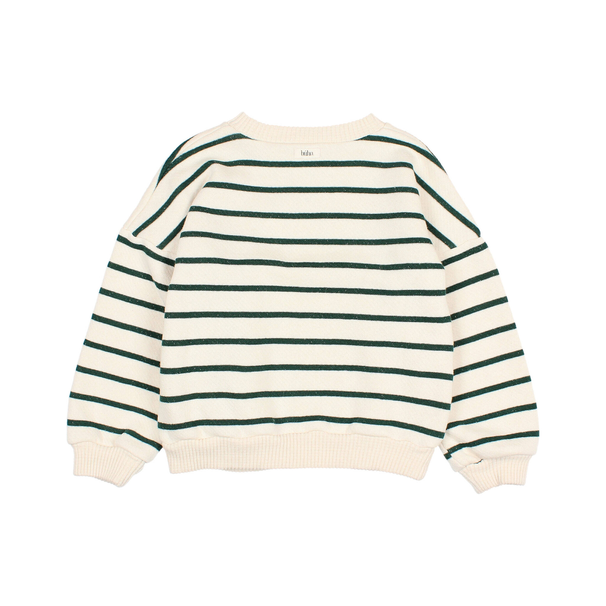 Stripes sweatshirt ecru-green 7433-2