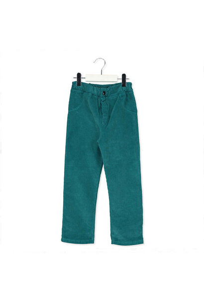 Straight 5 pocket corduroy pants solid green -  8/9 year