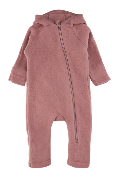 Wool baby suit w ears Burlwood