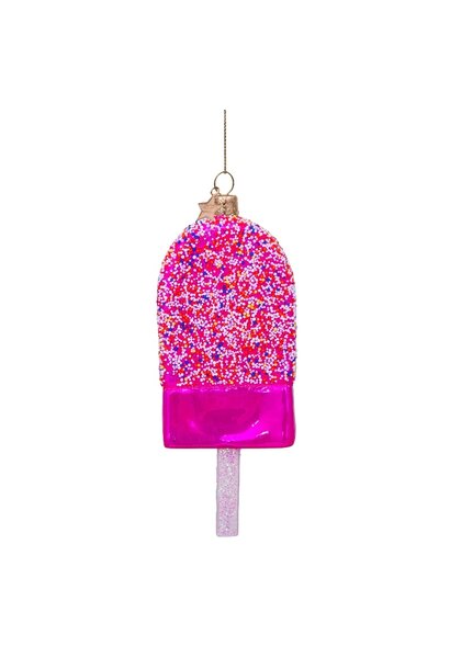 Vondels - Kerst ornament glas - Roze ijsje met discodip