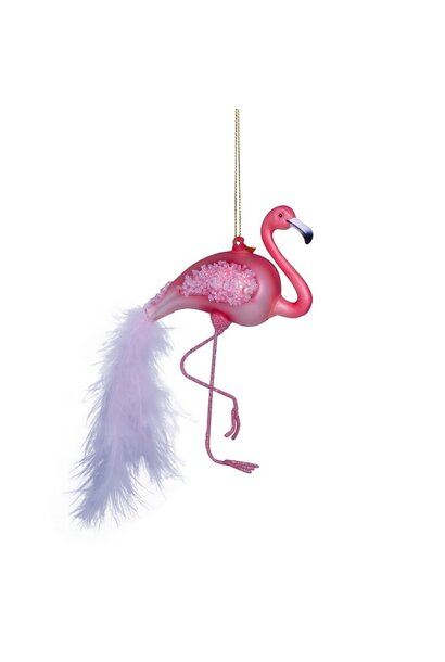 Vondels - Kerst ornament glas - roze Flamingo H15cm