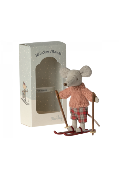 Winter mouse with ski set, big sister