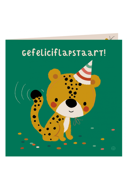 Wenskaart - Gefeliciflapstaart cheeta