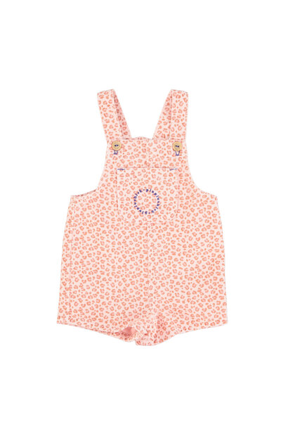 Baby short dungarees  light pink w/ animal print - 12 month