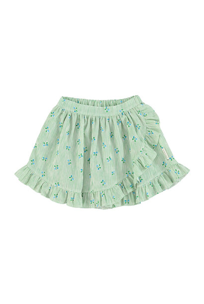 Short skirt w/ ruffles  green stripes w/ little flowers