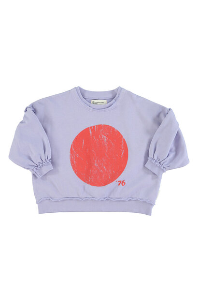 Sweatshirt - balloon sleeves  lavender - red circle print - 6 month
