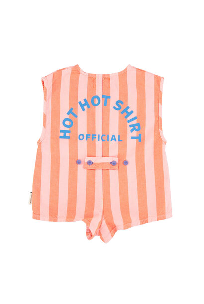 Short sleeveless jumpsuit orange & pink stripes