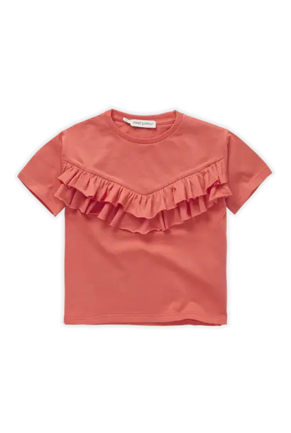 T-shirt ruffle coral