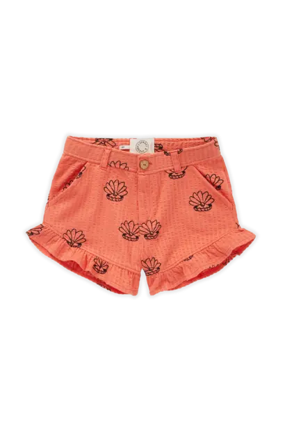 Ruffle short Shell print Coral