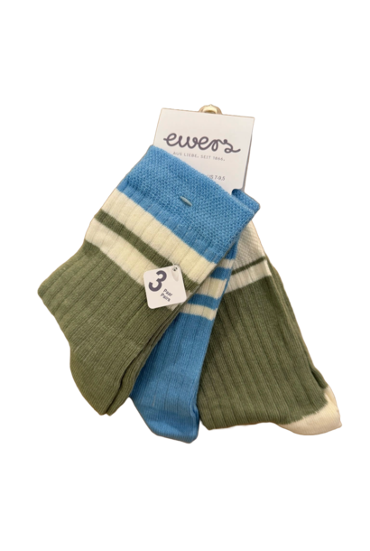 3 pack sokken Rib 0002 blauw/groen