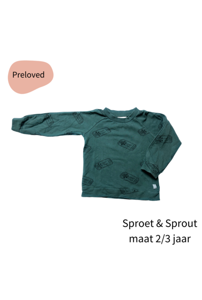 Sproet & Sprout donkergroene sweater maat 2-3 jaar